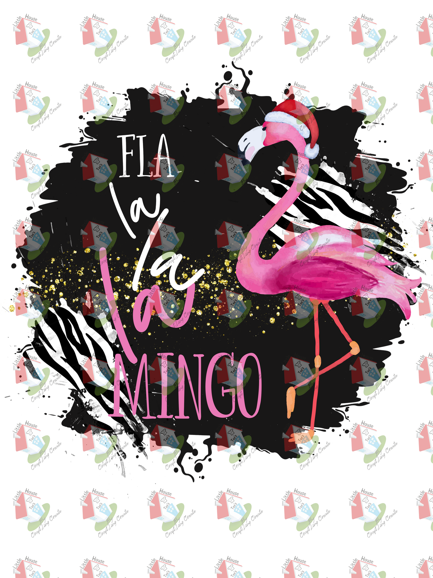 07292 flamingo santa DESIGN t shirt