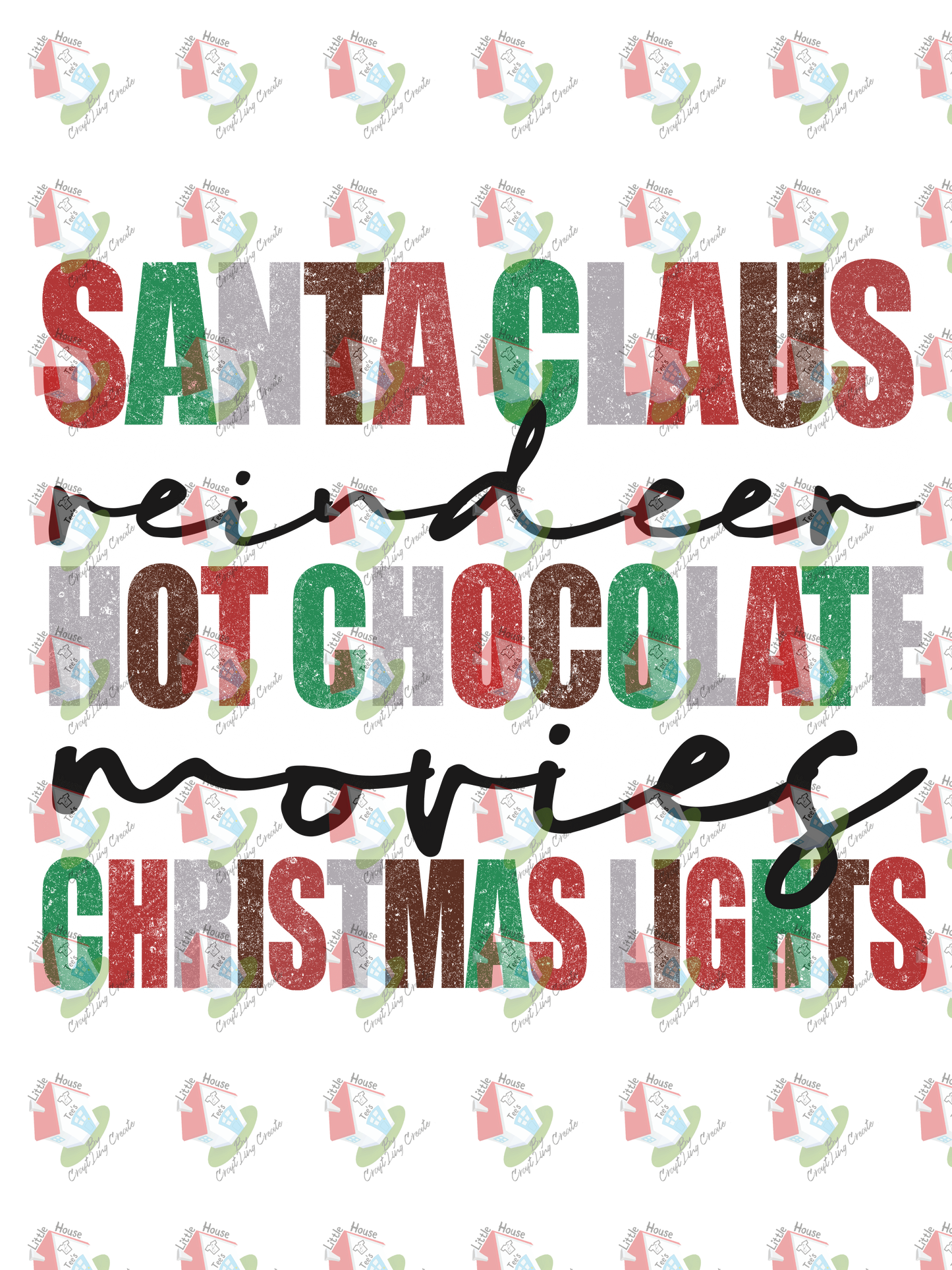07344 santa claus hot chocolate and lights DESIGN t shirt