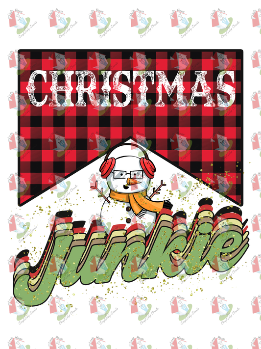 07277 CHRISTMAS JUNKIE SNOW MAN DESIGN  t shirt