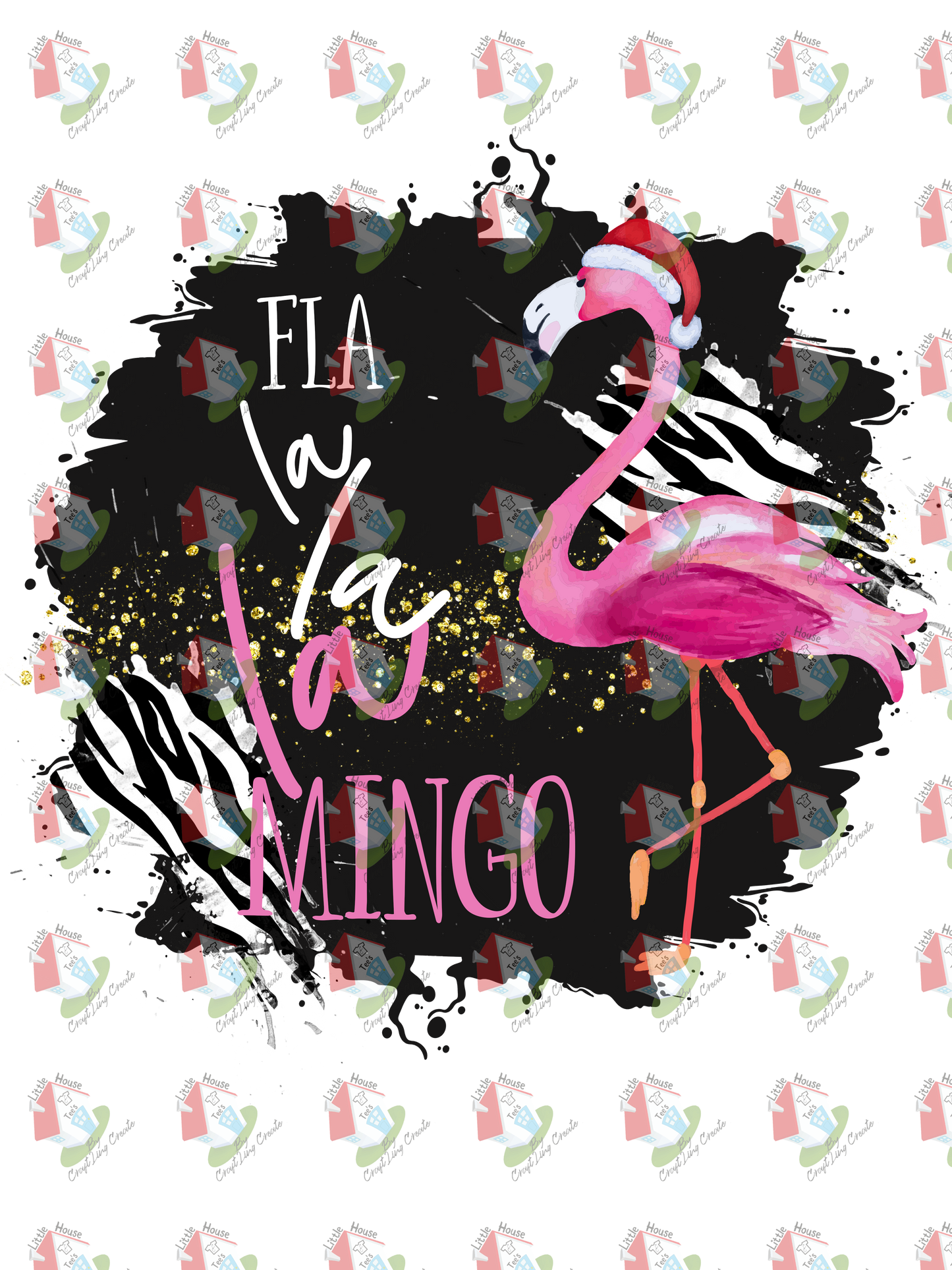 07292 flamingo santa DESIGN  t shirt