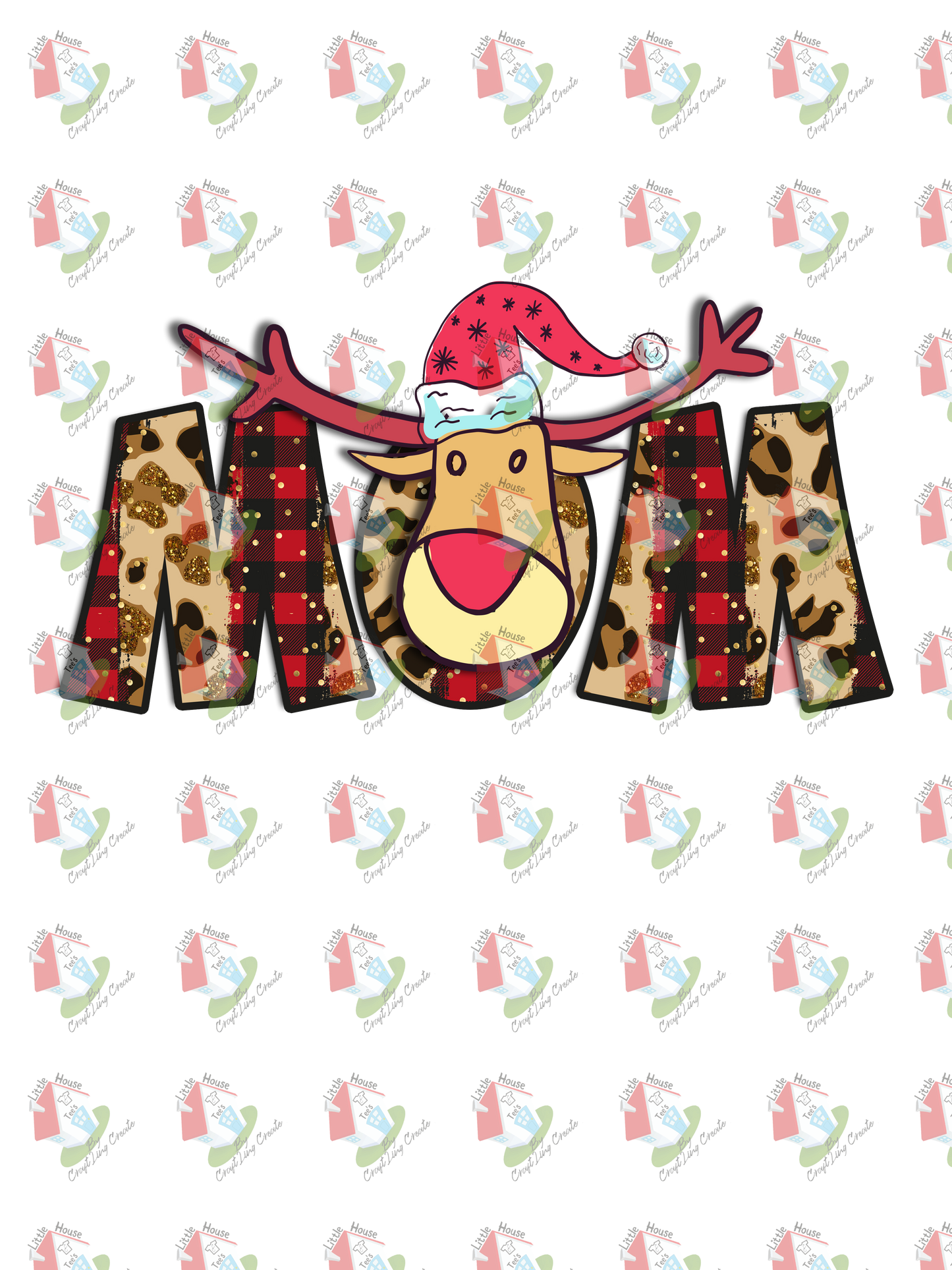 07338 mom leopard and christmas pattern DESIGN  t shirt