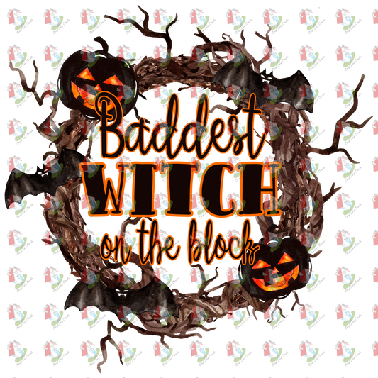 7150 baddest witch on the block halloween wreath