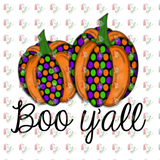 7162 Boo yall pumpkins polka dot
