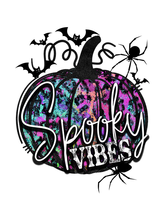 7193 HALLOWEEN spooky vibes pumpkin  DESIGN  t shirt